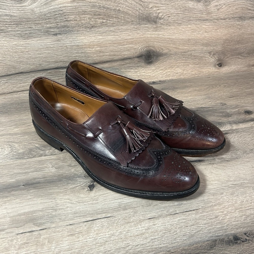 Allen Edmonds Arlington Burgundy Leather Wingtip Tassel Loafer 10.5D Made In USA